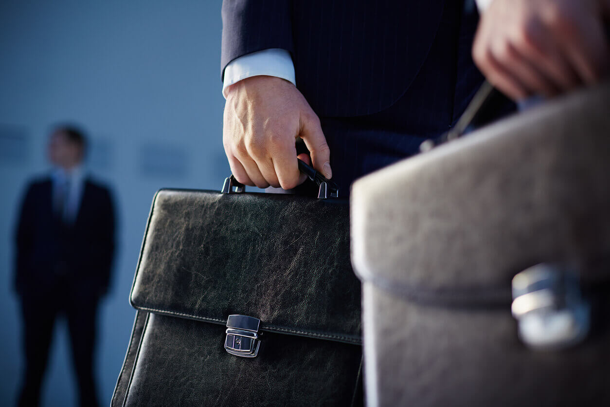 Businessmen Holding Briefcases